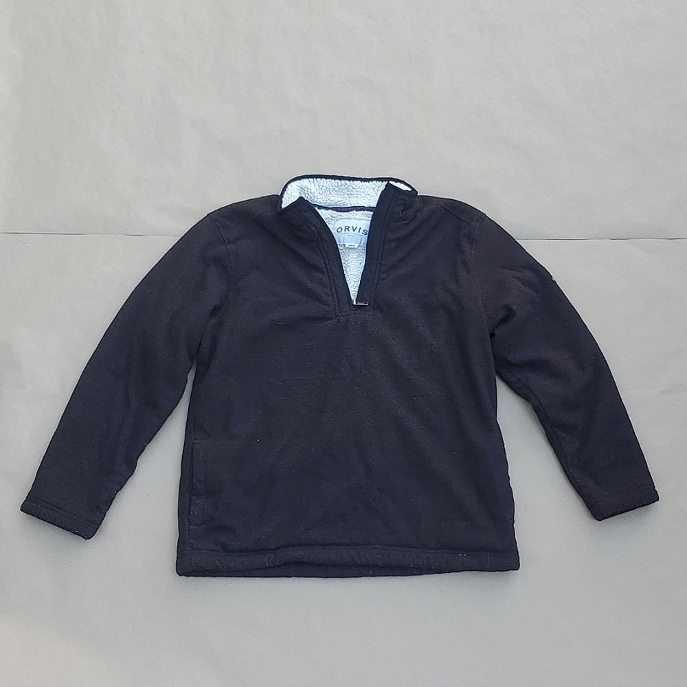 Orvis size M sherpa lined pullover sweatshirt in chocolate brown